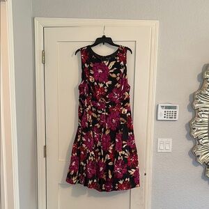 City Chic Black and Purple Fit and Flare Midi Dress